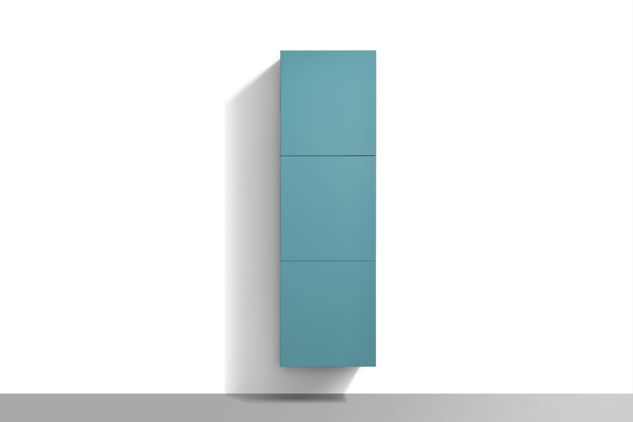 Teal Green Linen Side Bathroom Cabinet w/ 3 Large Storage Areas