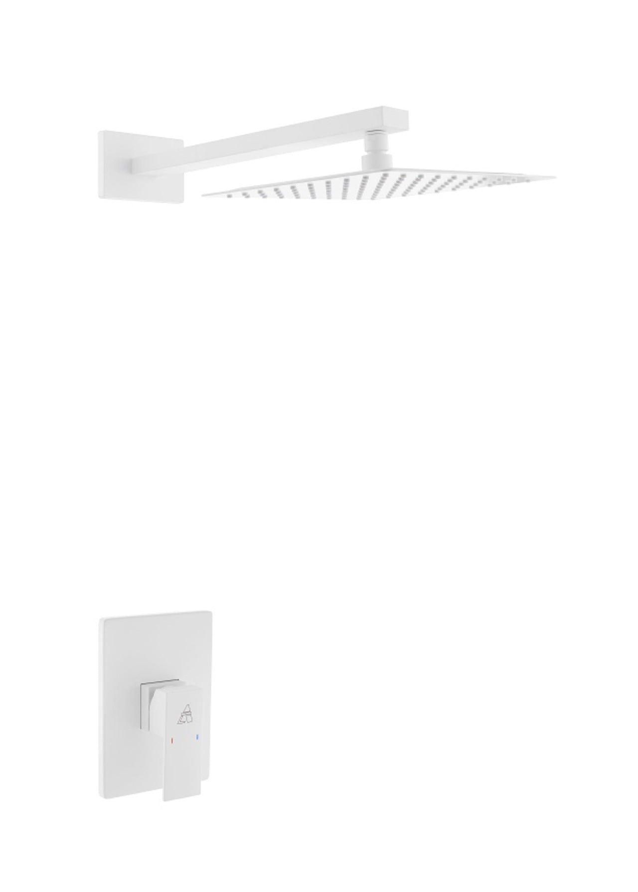 Aqua Piazza White Shower Set w/ 8″ Square Rain Shower Head