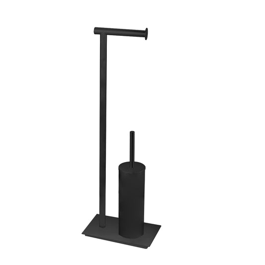 Aqua Rondo Free Standing Toilet Paper Holder W/ Toilet Brush – Matte Black