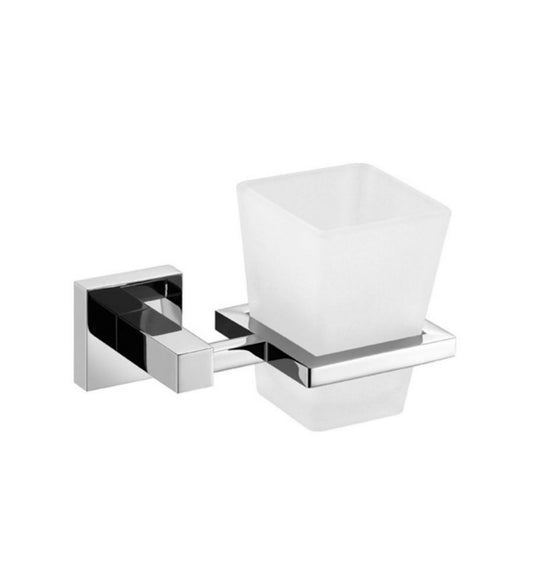 Aqua PIAZZA Toothbrush Holder W/ Porcelain Glass Cup – Chrome