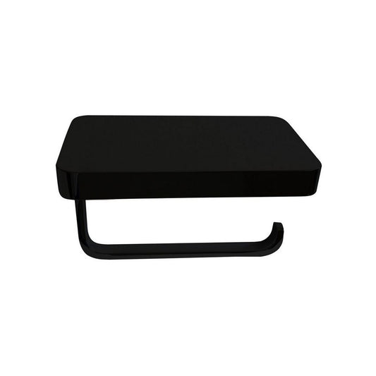 Aqua PLATO Black Toilet Paper Holder With Shelf
