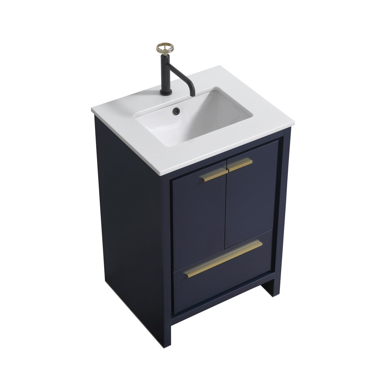 KubeBath Dolce 24″ Blue Modern Bathroom Vanity with Quartz Countertop
