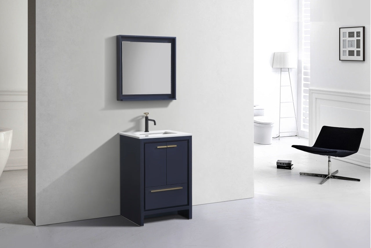 KubeBath Dolce 24″ Blue Modern Bathroom Vanity with Quartz Countertop