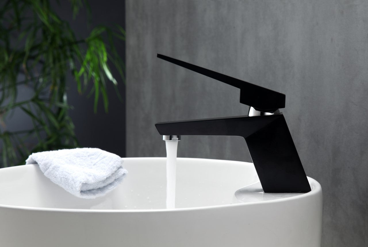 Aqua Siza Single Lever Modern Bathroom Vanity Faucet – Matte Black