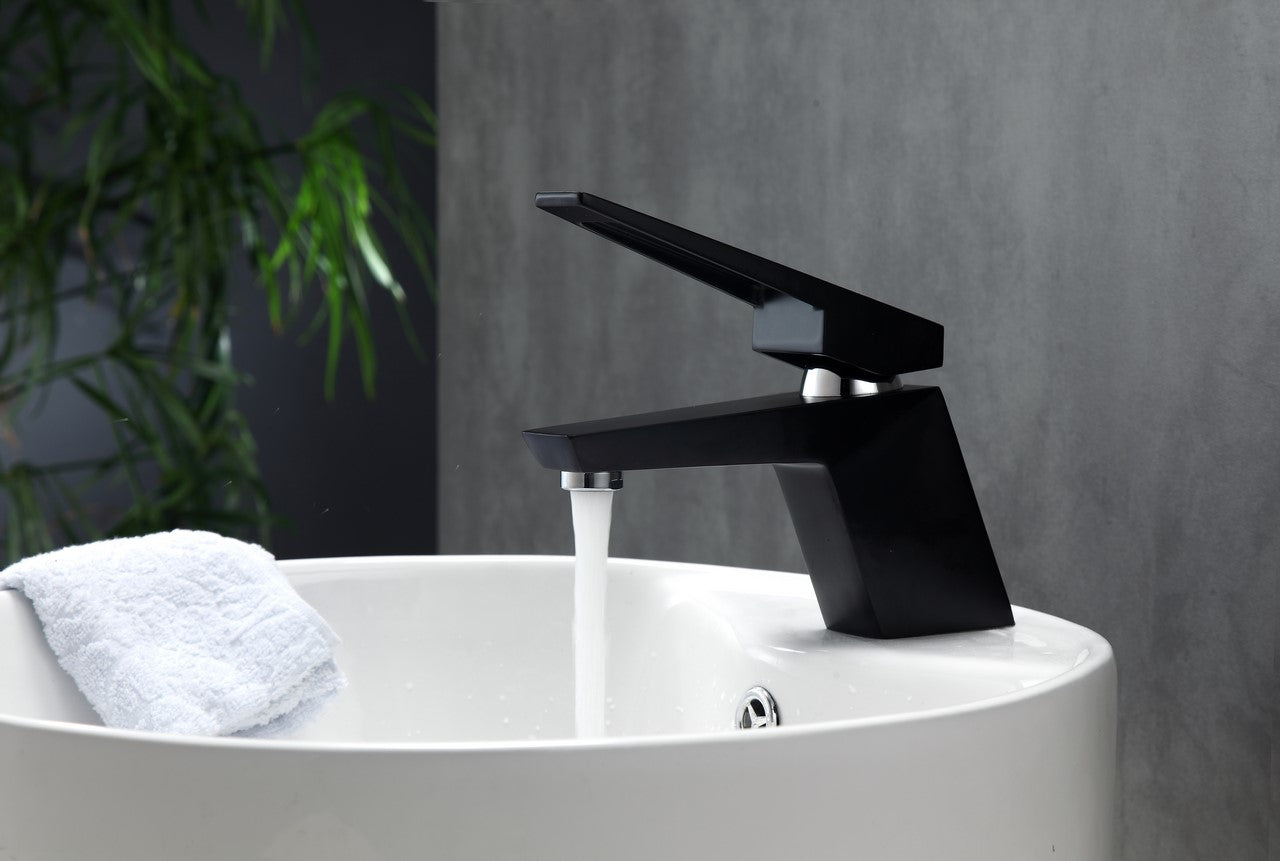 Aqua Siza Single Lever Modern Bathroom Vanity Faucet – Matte Black
