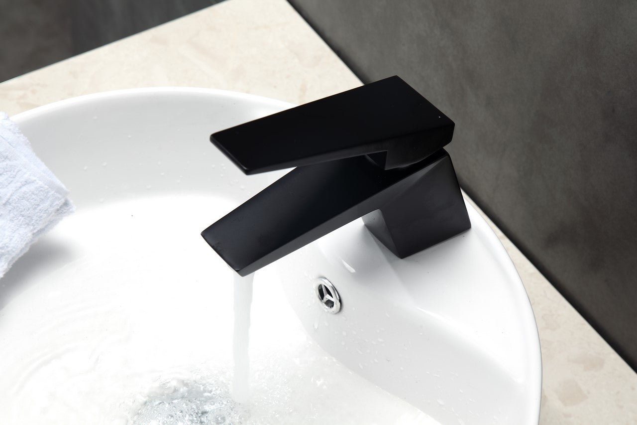 Aqua Siza Single Lever Modern Bathroom Vanity Faucet – Matte Black