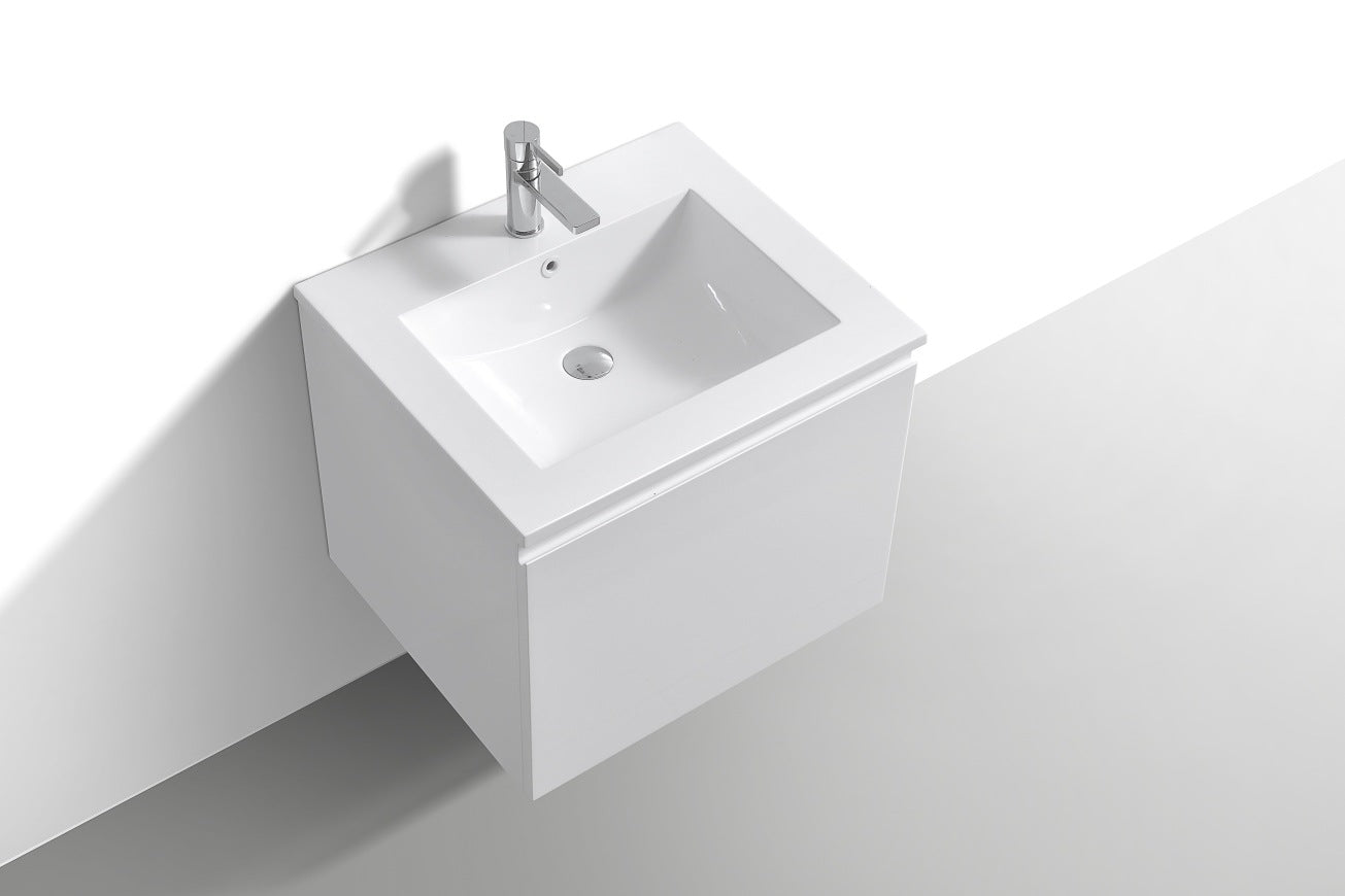 KubeBath 24″ Balli Modern Bathroom Vanity in High Gloss White Finish