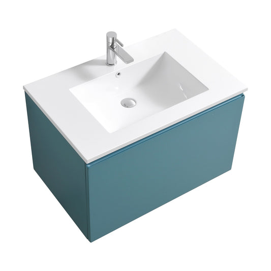 KubeBath 32″ Balli Modern Bathroom Vanity in Teal Green Finish