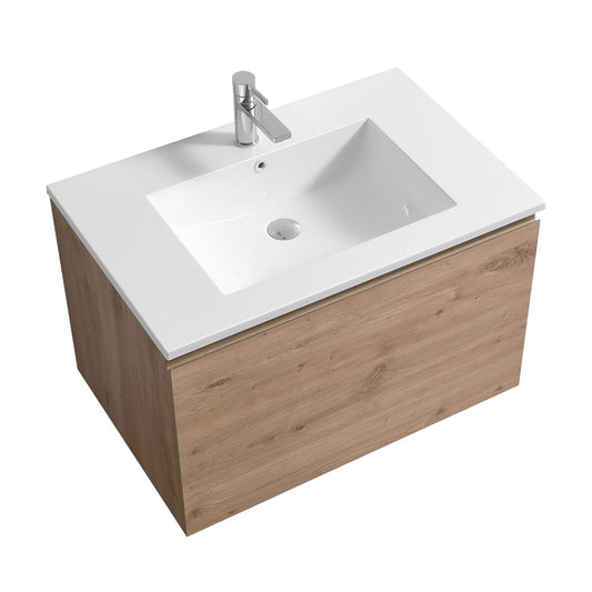 KubeBath 32″ Balli Modern Bathroom Vanity in White Oak Finish