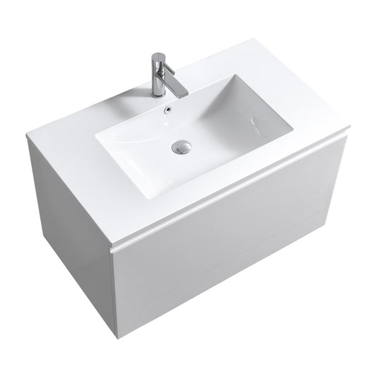 KubeBath 36″ Balli Modern Bathroom Vanity in High Gloss White Finish