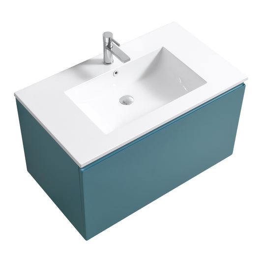 KubeBath 36″ Balli Modern Bathroom Vanity in Teal Green Finish