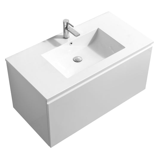 KubeBath 40″ Balli Modern Bathroom Vanity in High Gloss White Finish