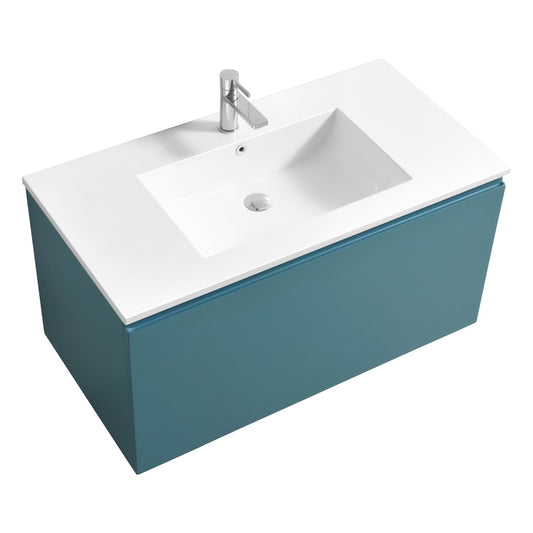 KubeBath 40″ Balli Modern Bathroom Vanity in Teal Green Finish