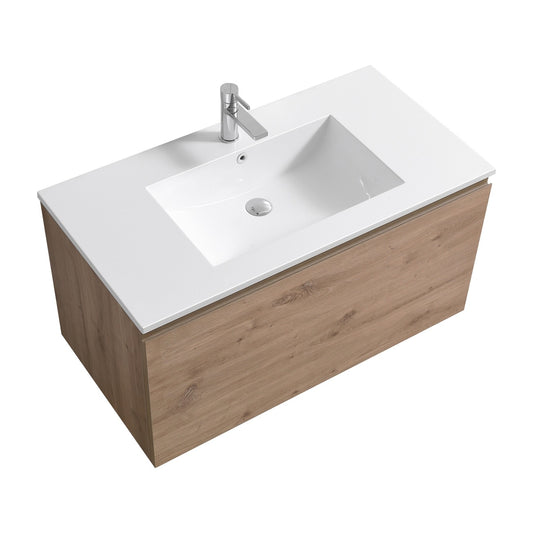 KubeBath 40″ Balli Modern Bathroom Vanity in White Oak Finish