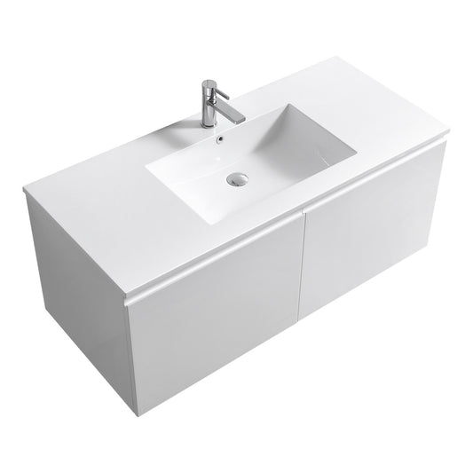 KubeBath 48″ Single Sink Balli Modern Bathroom Vanity in High Gloss White Finish