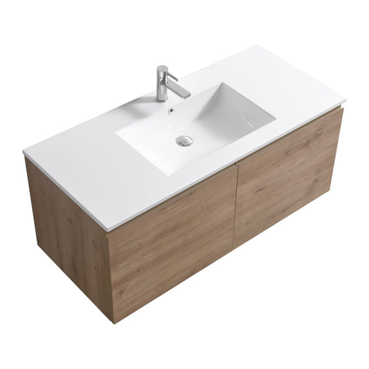 KubeBath 48″ Single Sink Balli Modern Bathroom Vanity in White Oak Finish