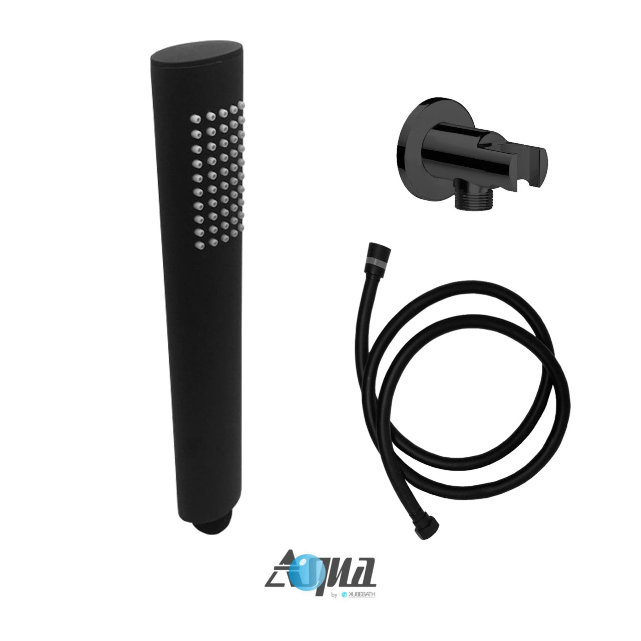 Aqua Rondo by KubeBath Handheld Kit With Handheld, 5′ Long Hose and Wall Adapter – Black