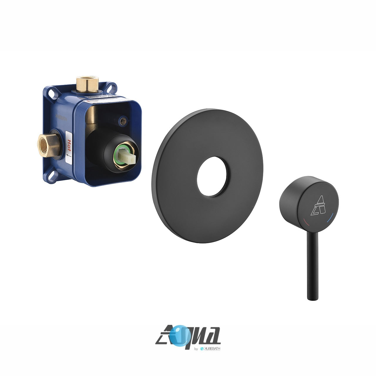 Aqua RONDO Black Brass Shower Set w/ 8″ Round Rain Shower, 4 Body Jets and Tubfiller