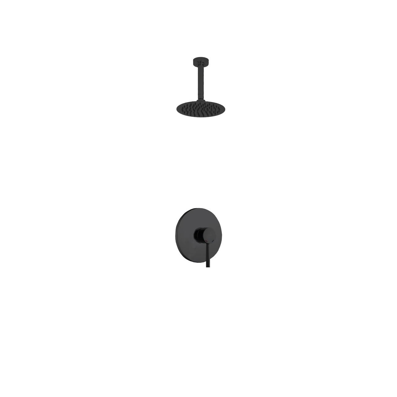 Aqua Rondo Black Shower Set w/ Ceiling Mount 8″ Rain Shower
