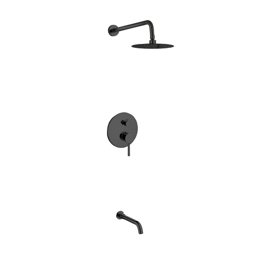 Aqua Rondo Black Shower Set w/ 8″ Rain Shower and Tub Filler