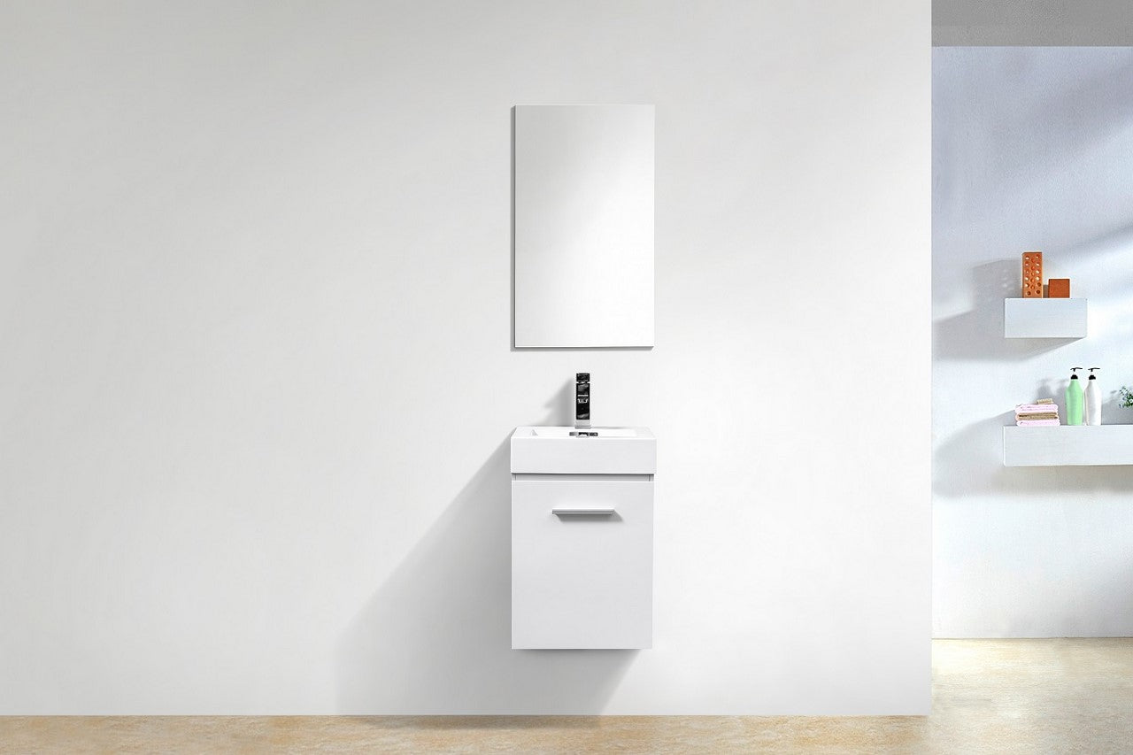 Bliss 16″ High Gloss White Wall Mount Modern Bathroom Vanity