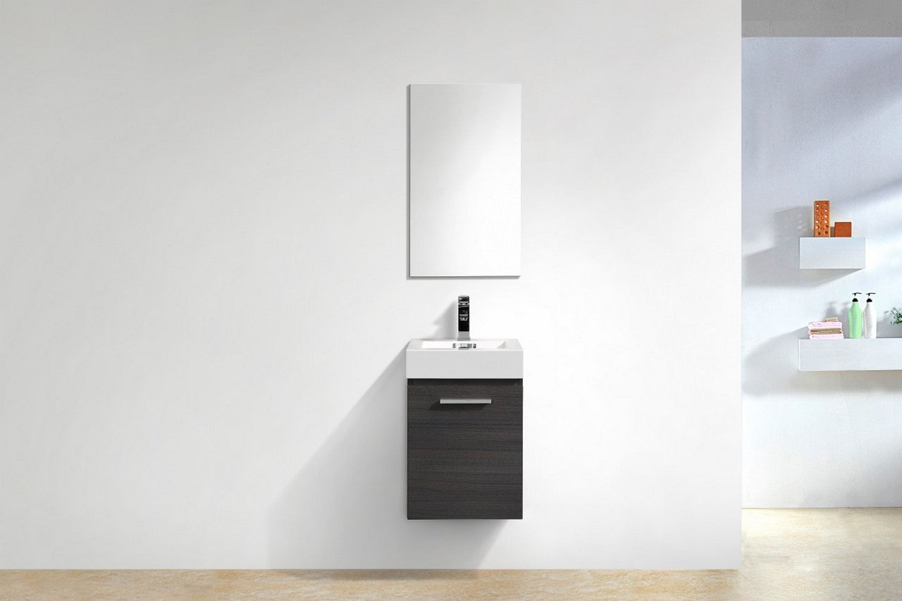 Bliss 16″ High Gloss Gray Oak Wall Mount Modern Bathroom Vanity