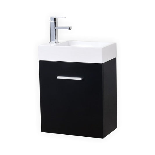 Bliss 18″ Black Wall Mount Modern Bathroom Vanity