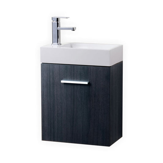 Bliss 18″ Gray Oak Wall Mount Modern Bathroom Vanity