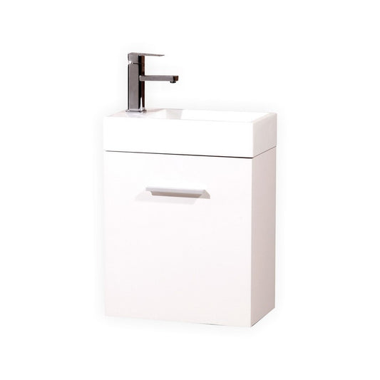 Bliss 18″ High Gloss White Wall Mount Modern Bathroom Vanity