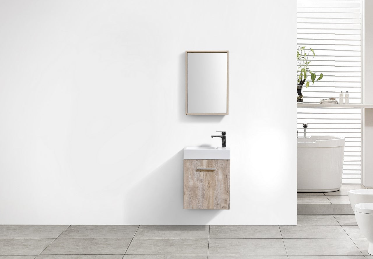 Bliss 18″ Nature Wood Wall Mount Modern Bathroom Vanity