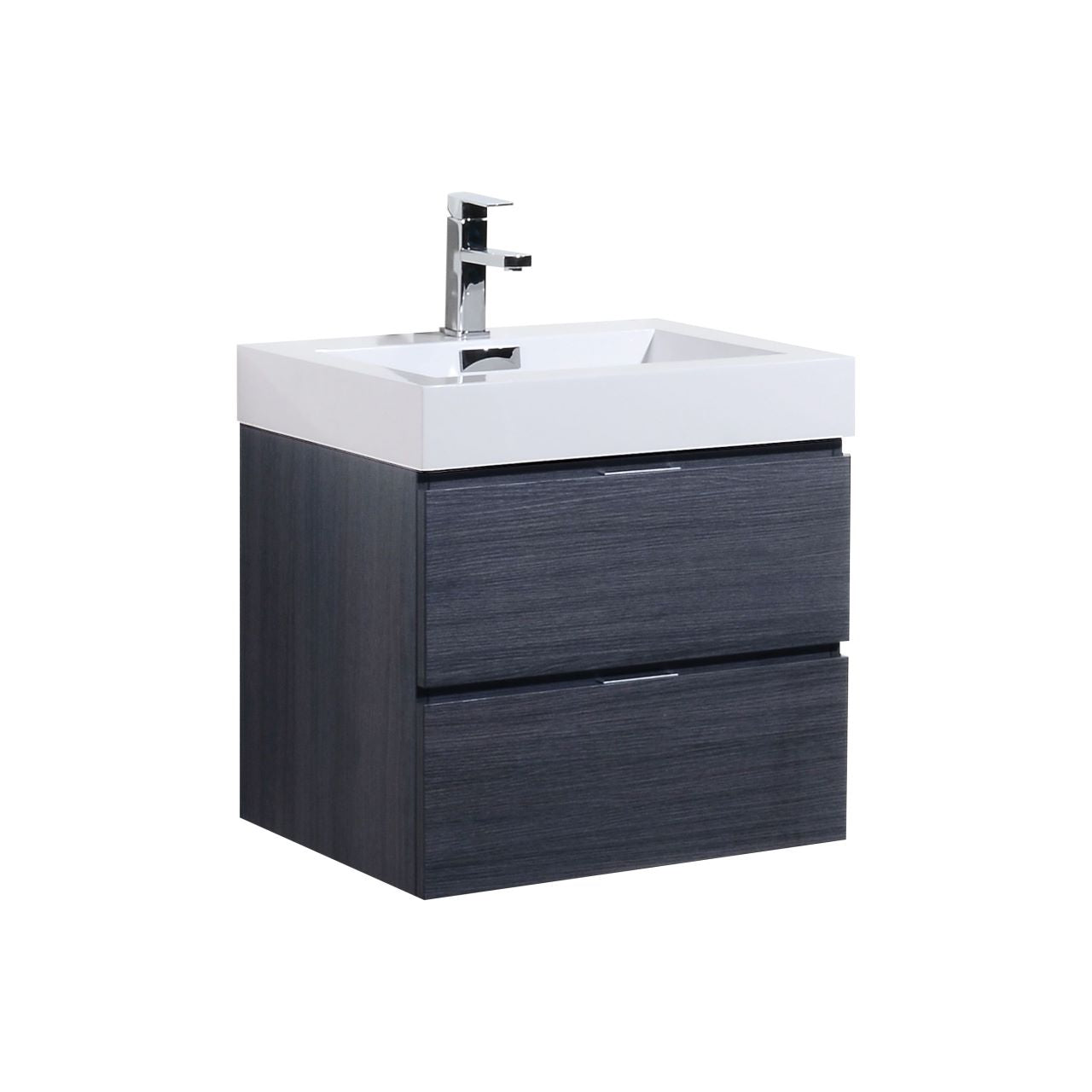 Bliss 24″ Gray Oak Wall Mount Modern Bathroom Vanity