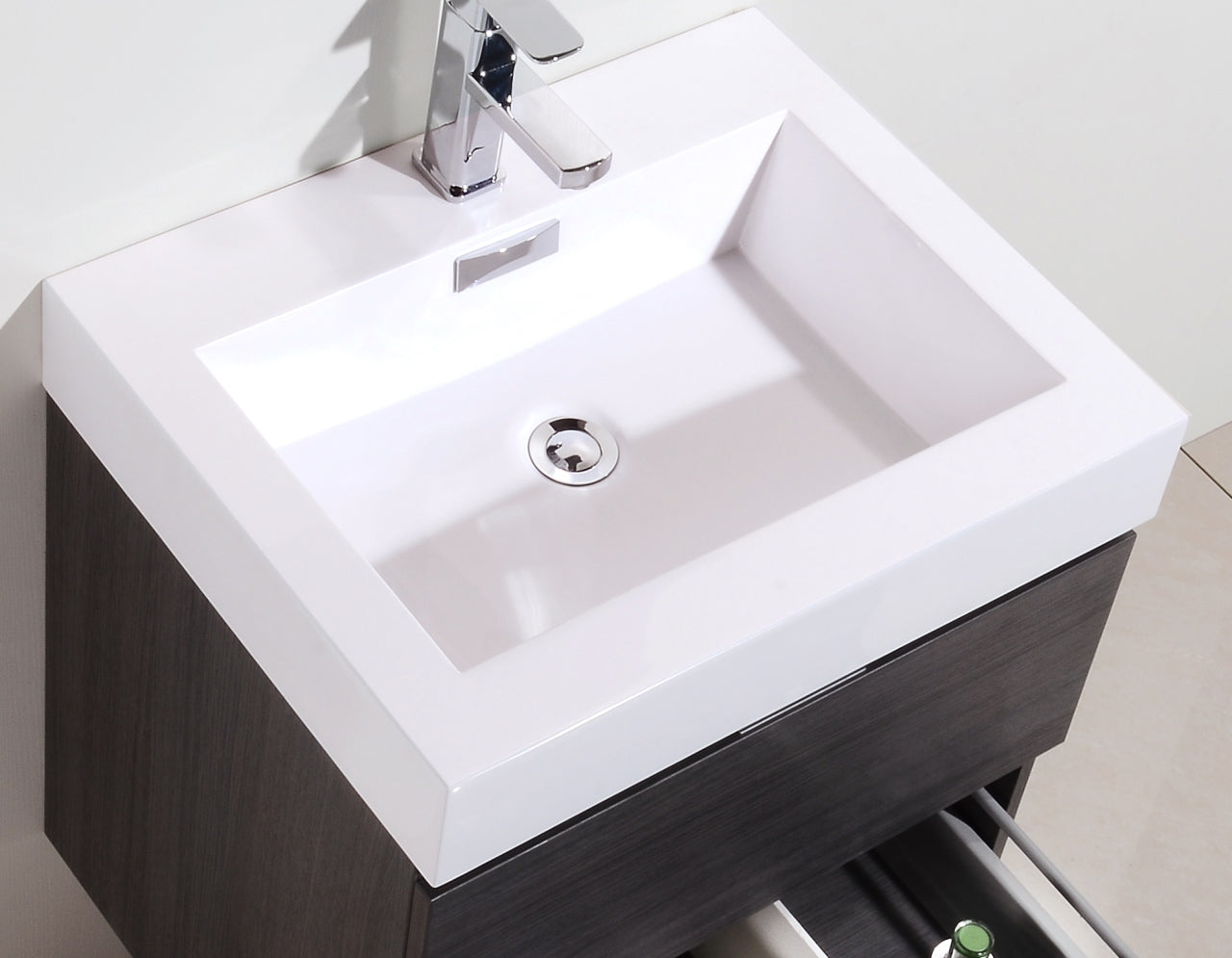 Bliss 24″ Gray Oak Wall Mount Modern Bathroom Vanity