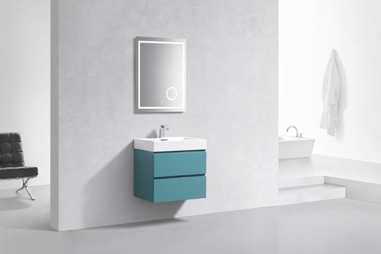 Bliss 24″ Teal Green Wall Mount Modern Bathroom Vanity
