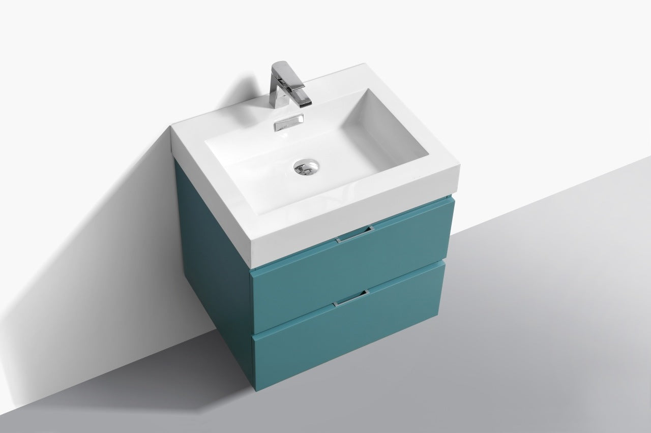 Bliss 24″ Teal Green Wall Mount Modern Bathroom Vanity