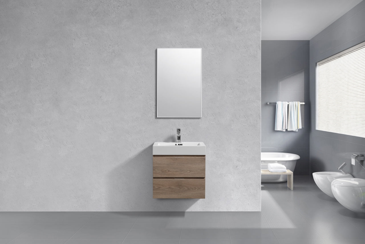 Bliss 24″ Butternut Wall Mount Modern Bathroom Vanity