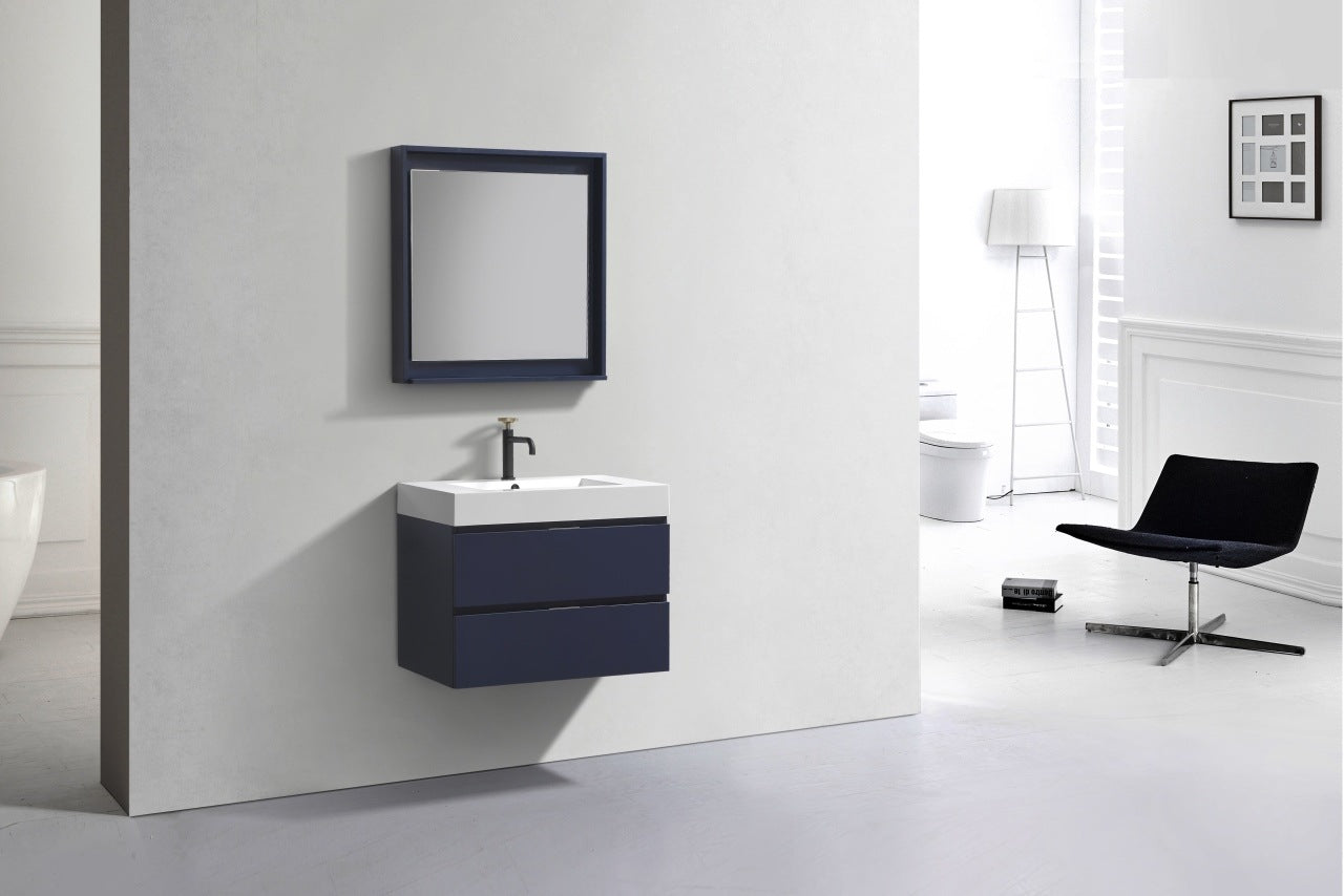 Bliss 30″ Blue Wall Mount Modern Bathroom Vanity
