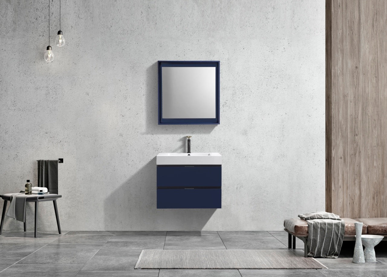 Bliss 30″ Blue Wall Mount Modern Bathroom Vanity