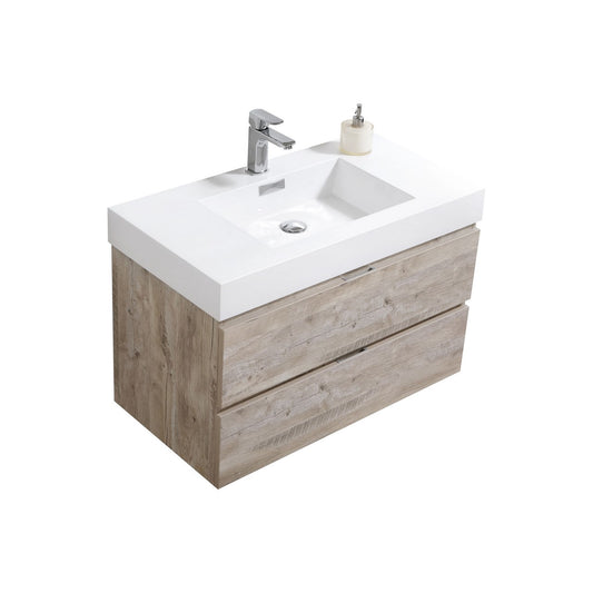 Bliss 36″ Nature Wood Wall Mount Modern Bathroom Vanity