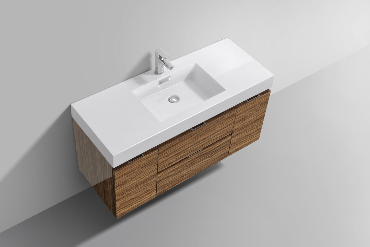 Bliss 48″ Chestnut Wall Mount Single Sink Modern Bathroom Vanity
