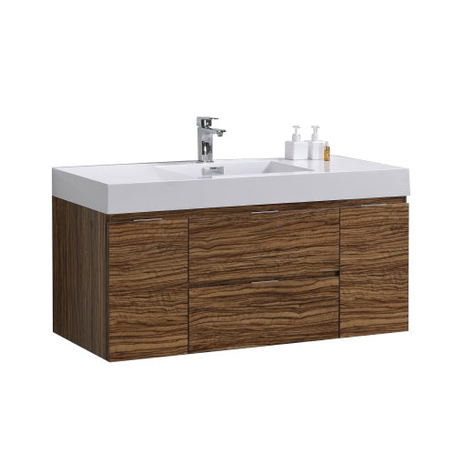 Bliss 48″ Chestnut Wall Mount Single Sink Modern Bathroom Vanity