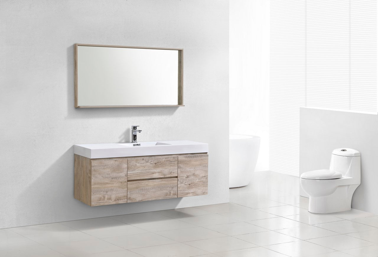 Bliss 60″ Nature Wood Wall Mount Single Sink Modern Bathroom Vanity