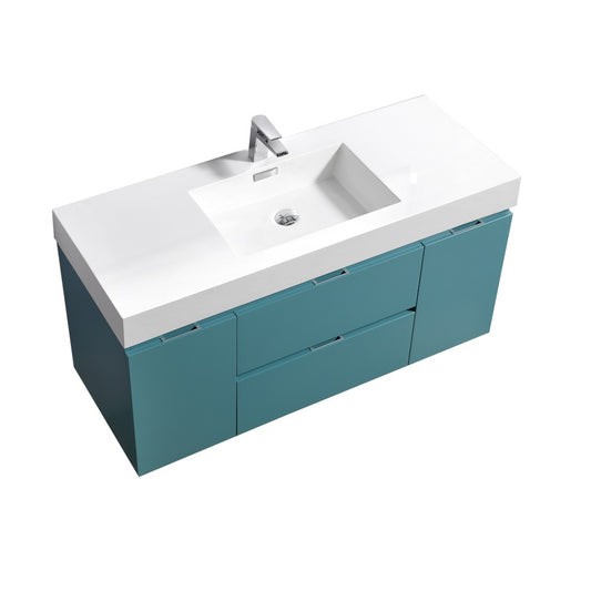 Bliss 60″ Teal Green Wall Mount Single Sink Modern Bathroom Vanity