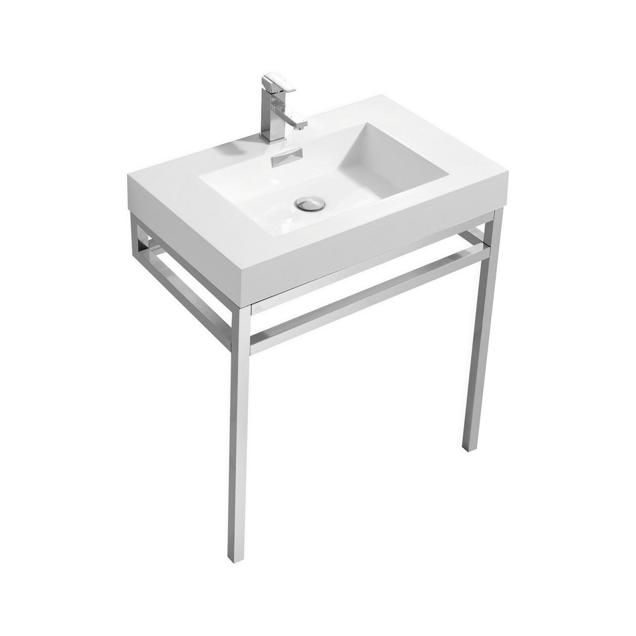 Haus 30″ Stainless Steel Console w/ White Acrylic Sink – Chrome