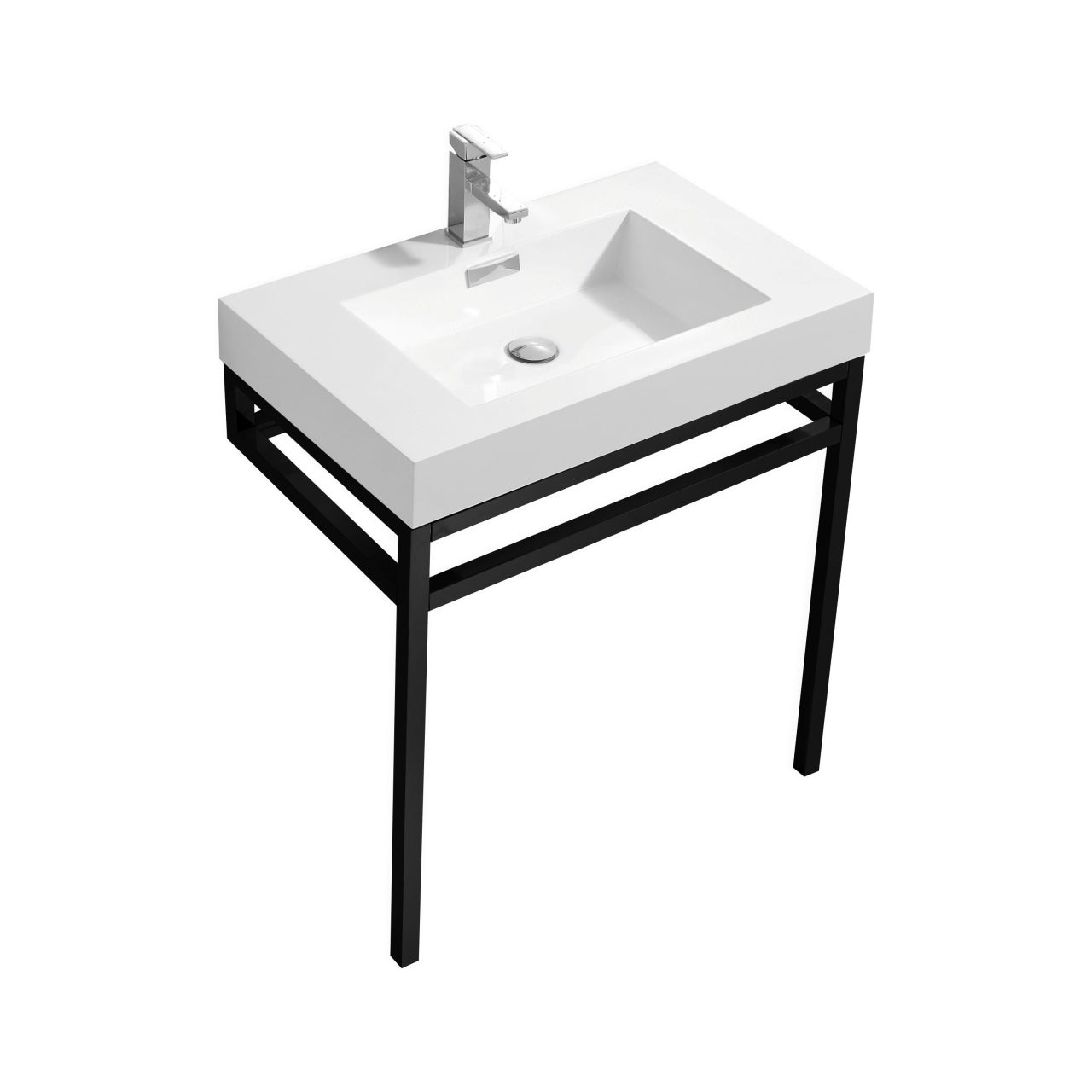 Haus 30″ Stainless Steel Console w/ White Acrylic Sink – Matte Black