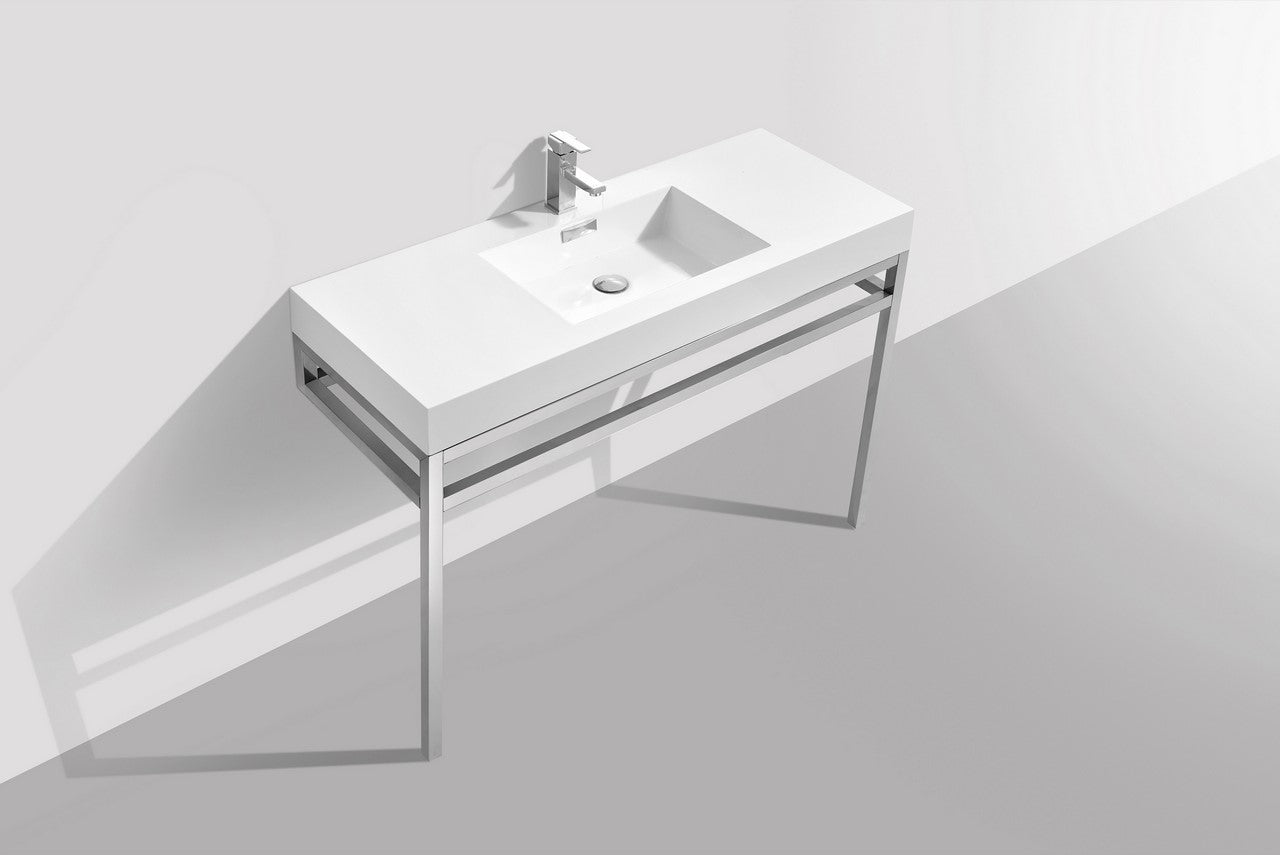 Haus 48″ Stainless Steel Console w/ White Acrylic Sink – Chrome