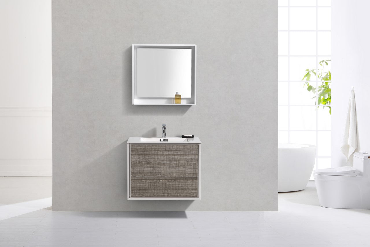 De Lusso 30″ Ash Gray Wall Mount Modern Bathroom Vanity
