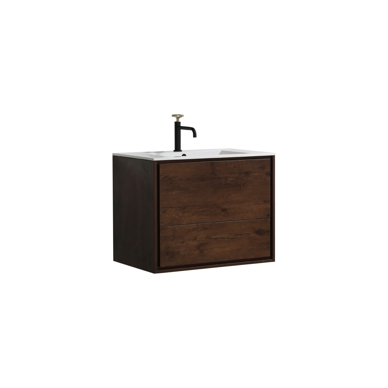 De Lusso 30″ Rose Wood Wall Mount Modern Bathroom Vanity