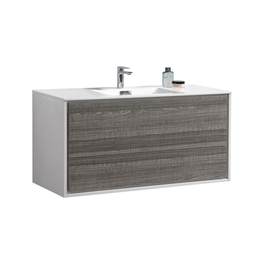 De Lusso 48″ Single Sink Ash Gray Wall Mount Modern Bathroom Vanity