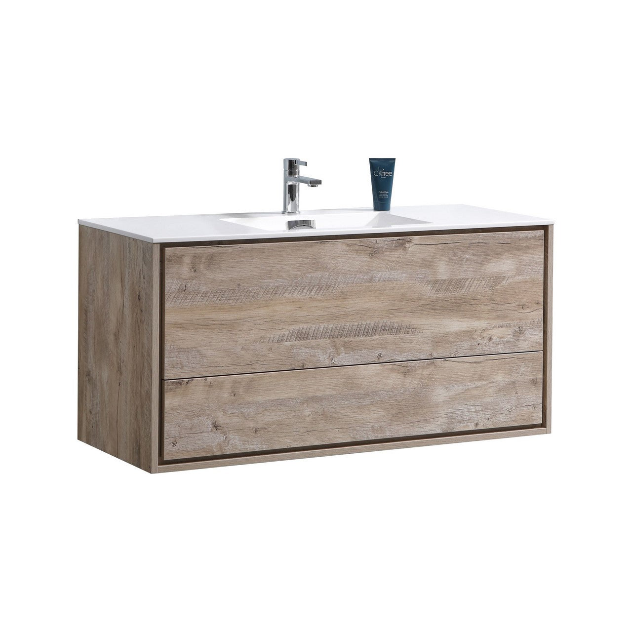 De Lusso 48″ Single Sink Nature Wood Wall Mount Modern Bathroom Vanity