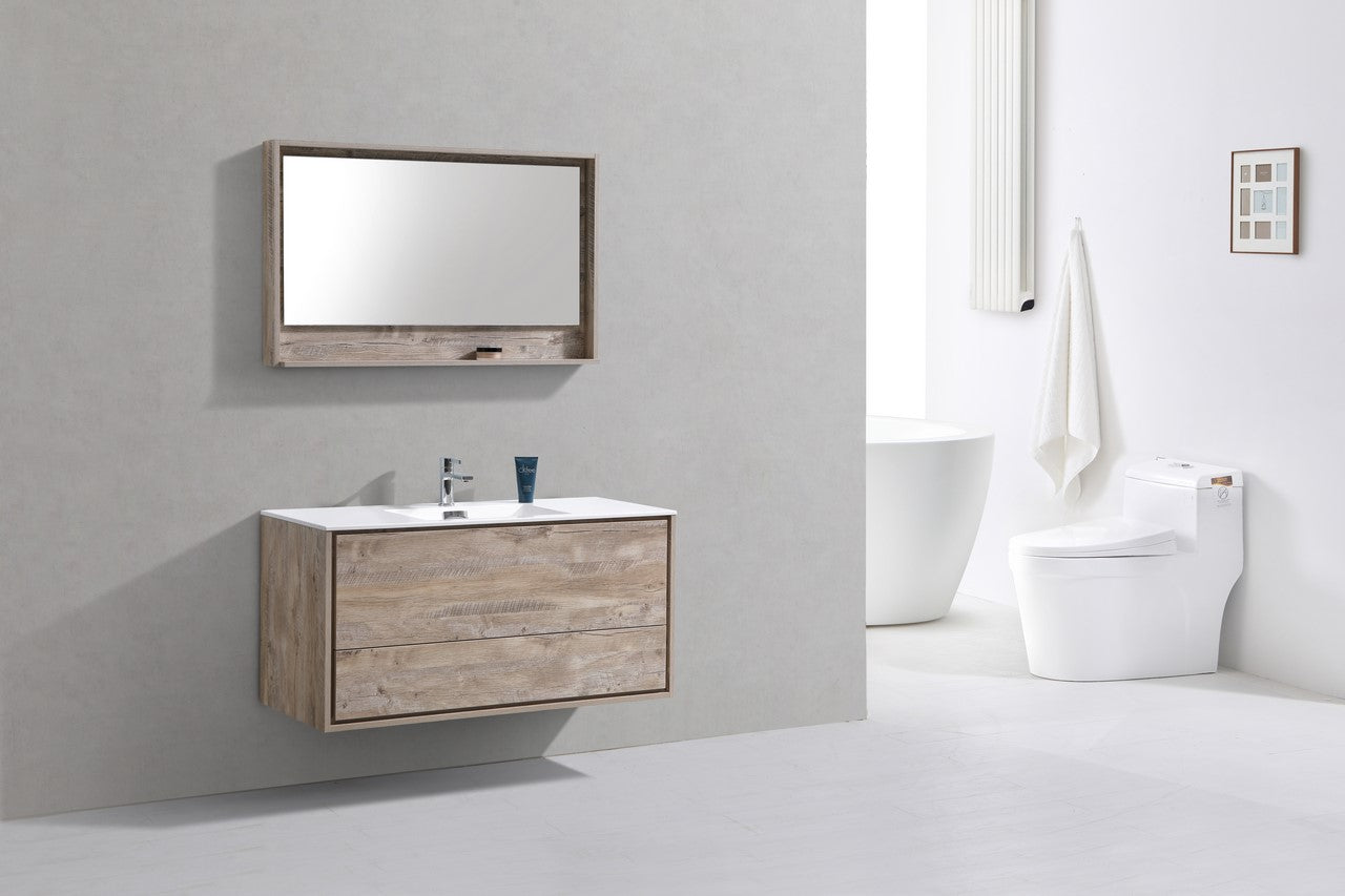 De Lusso 48″ Single Sink Nature Wood Wall Mount Modern Bathroom Vanity